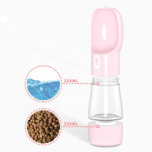 Factory Manufacturer Custom Logo Plastic Travel Drink Feeder Portable 2 In 1 Pet Dog Water Food Bottle For Dog